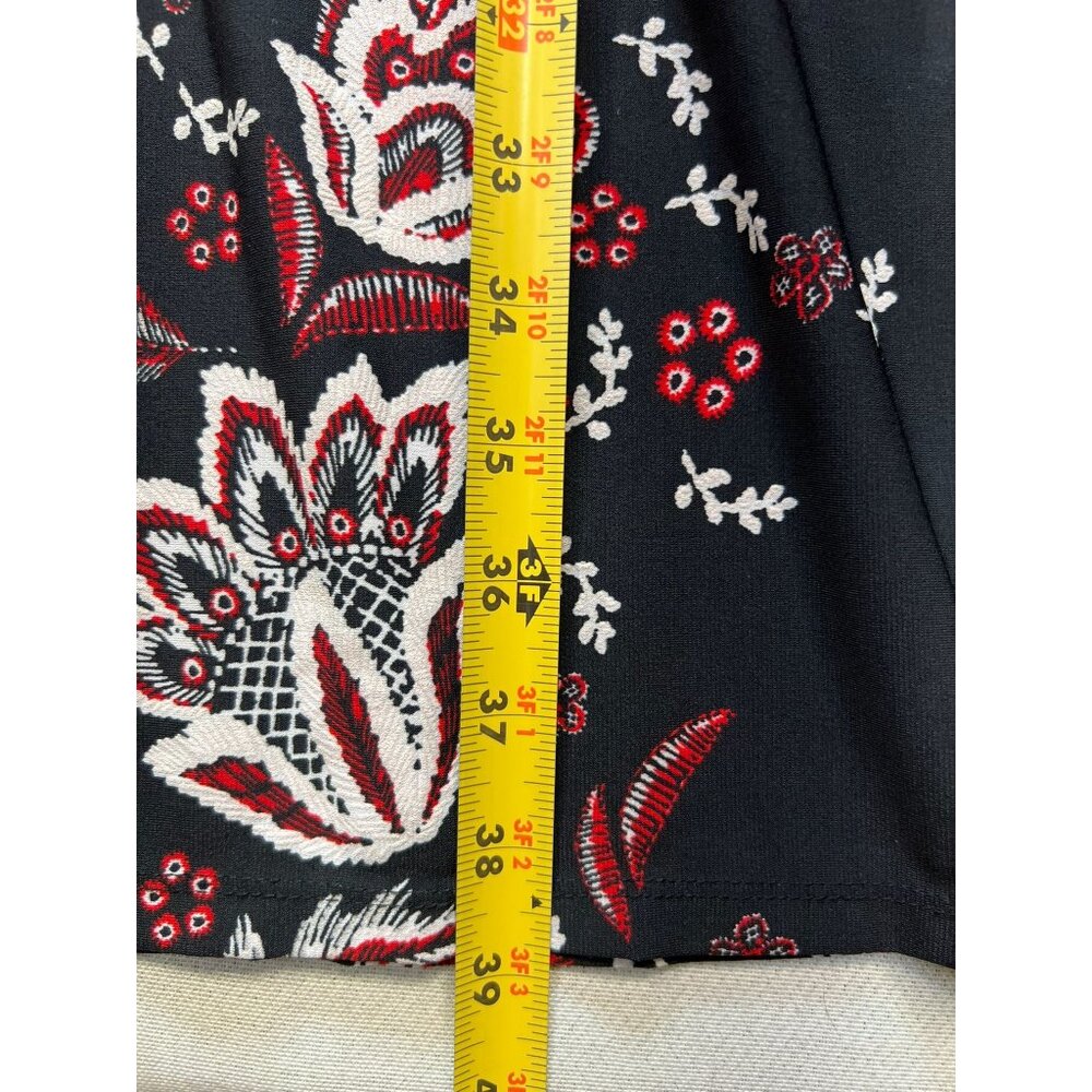 Roz & Ali Womens Floral Shift Dress Size 1X Black Bell Sleeve Dress Pullover Y2K - Picture 9 of 12